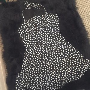Polka dot neck tie dress